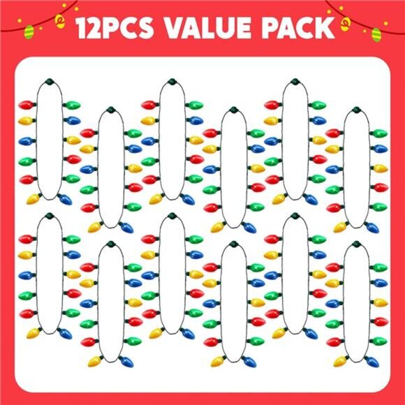 6PCS Christmas Light-Up Necklace Set - 12 LED Bulb Necklaces - Picture 2 of 8